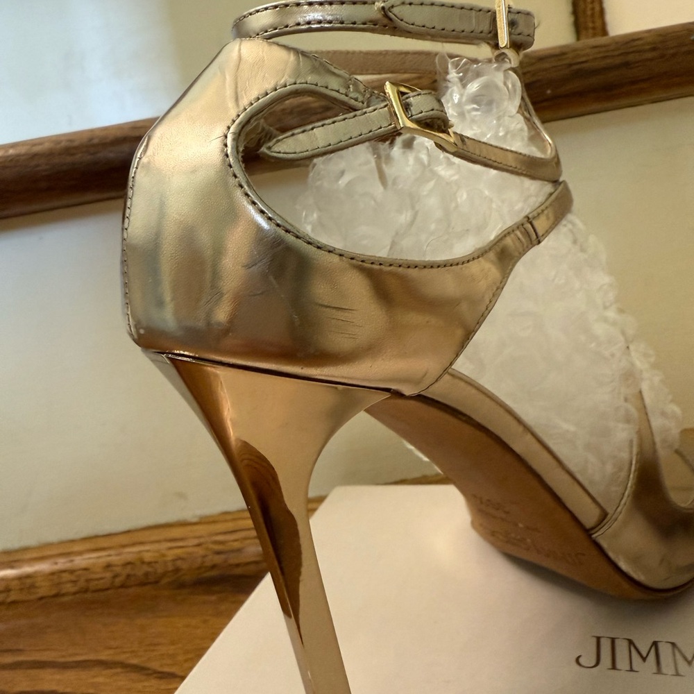 Jimmy Choo Gold Stiletto Heels - Picture 7 of 11